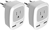 uropean Travel Plug Adapter 2 Pack