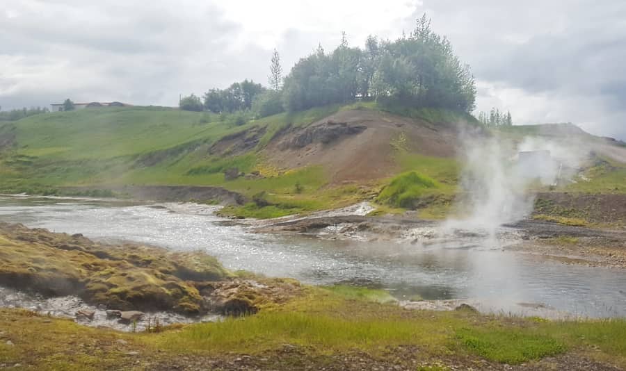 Landscape around the Secret Lagoon in Iceland