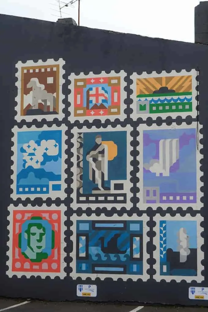 Postal Stamp Street art in Reykjavik Iceland