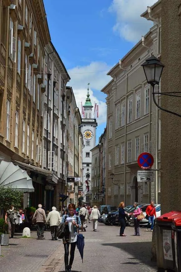 Salzburg Streets with View of Clock Tower