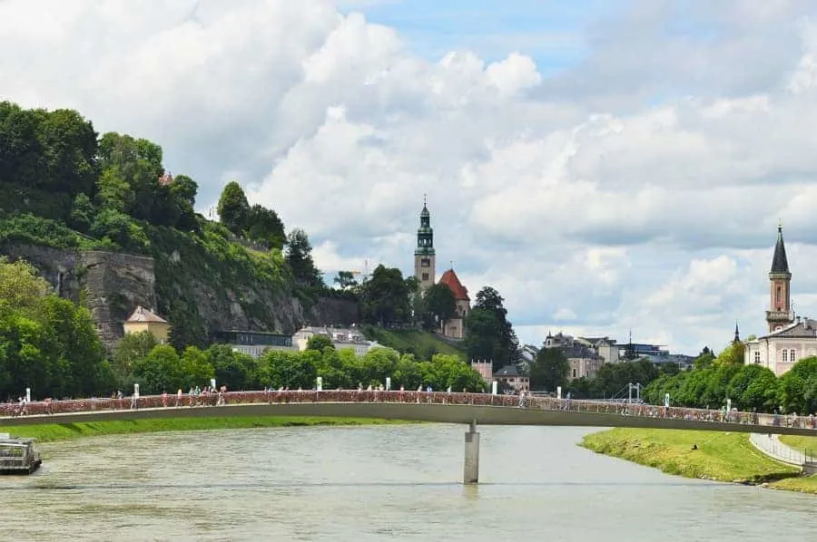 Bridge over river in Salzburg
