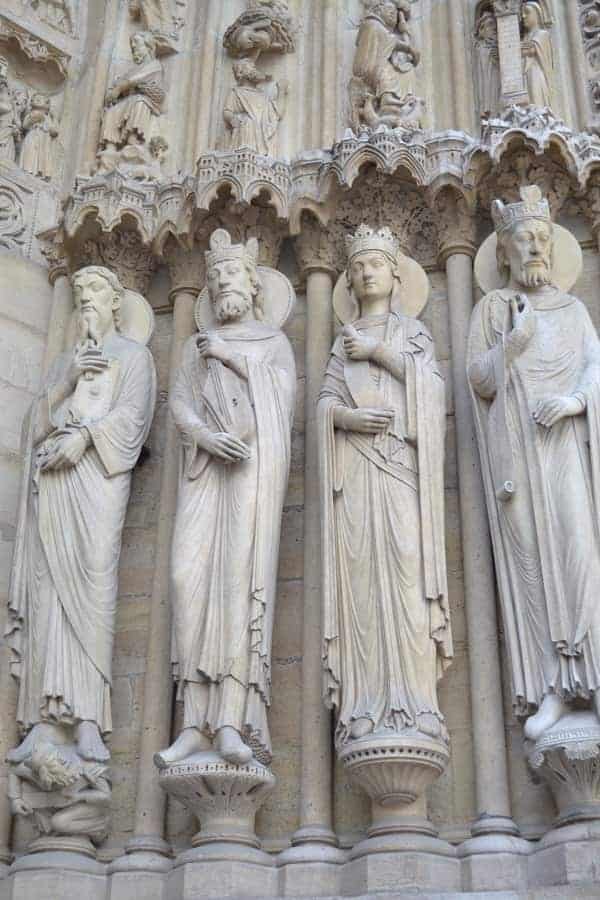 Exterior figures on the walls of Notre Dame prior to fire