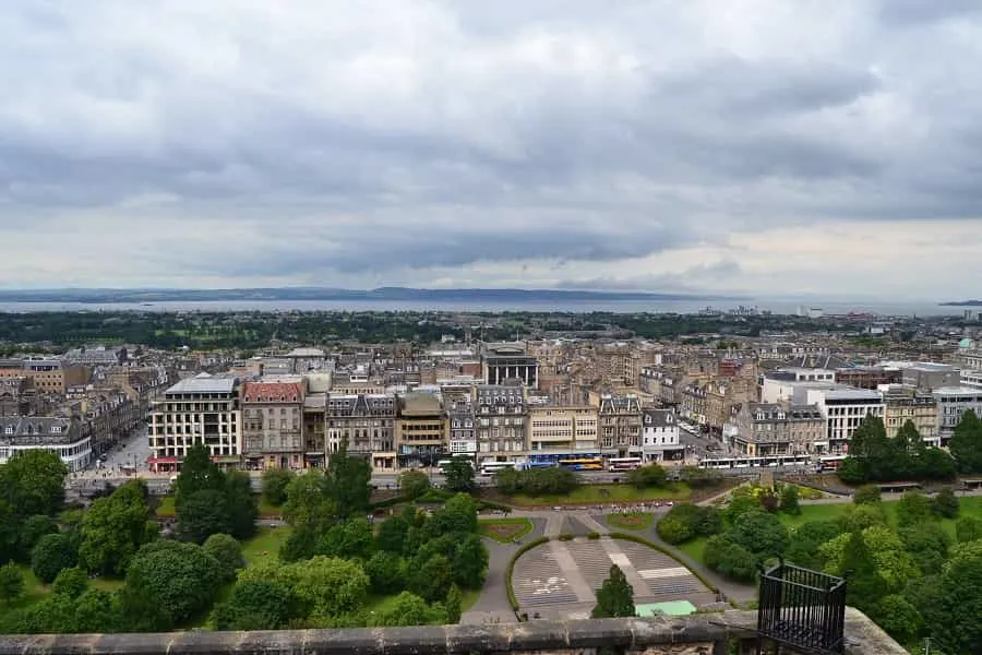 City view of Edinburgh from the castle