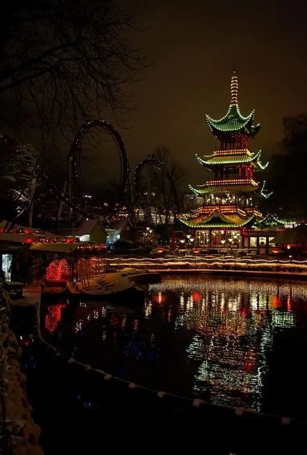 Tivoli Gardens Pagoda at Night